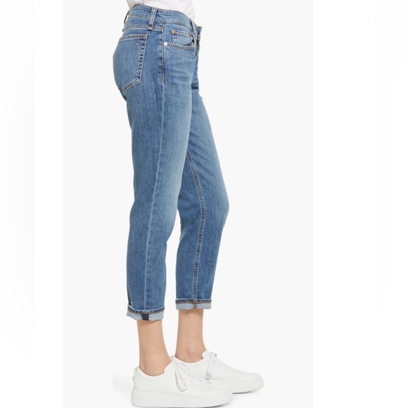 NWT SZ 25 Rag & Bone “Dre Slim Boyfriend” Cropped jeans in color ‘Julienne’ 🩵 - Picture 3 of 7